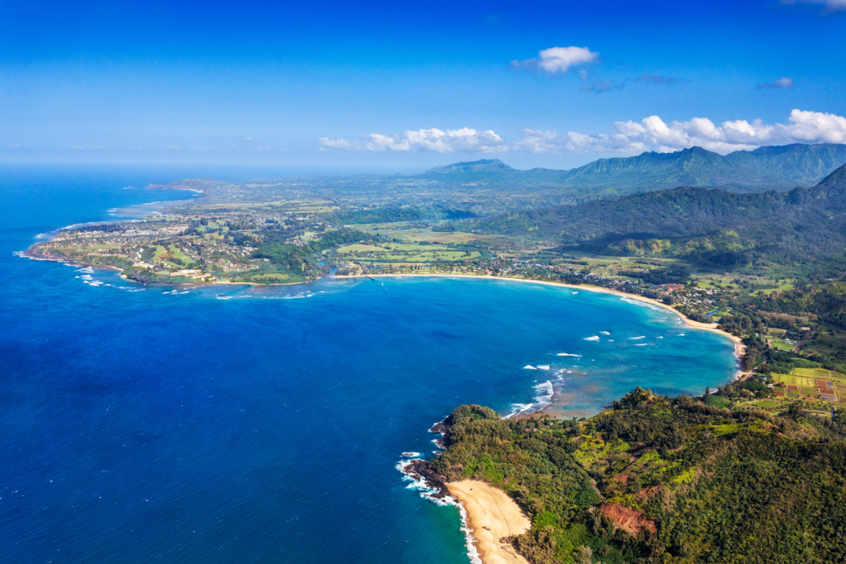 Aerial view of Kauai coastline